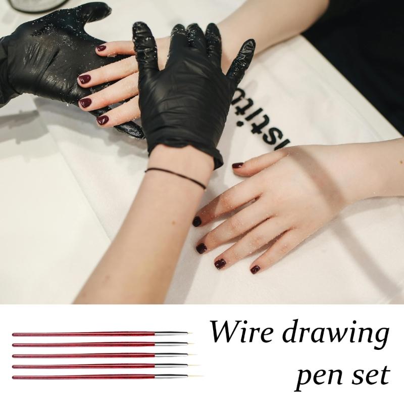 5 Pcs 5/8/11/13/15mm Painting Nails Art Brush Set Nails Art Liner Brushes Nail Dotting Drawing Tool for Thin Details