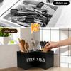 Kitchen Utensil Holder Wood Corner Utensil Caddy with 3 Compartments Vintage Countertop Storage Rack for Home Kitchen Decoration