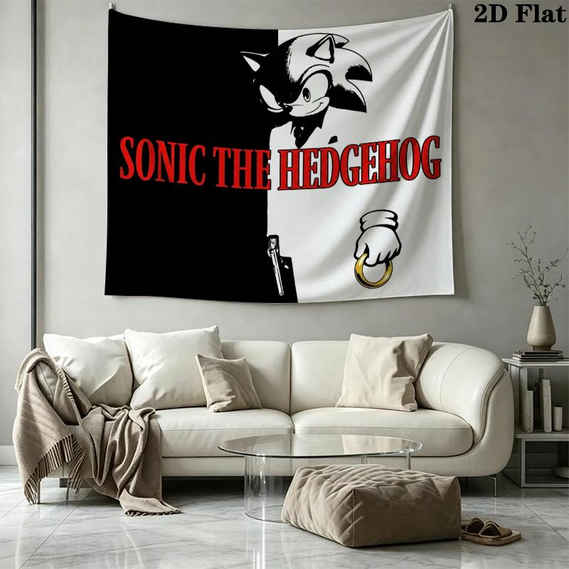 Sonic Hedgehog Wall Tapestry Aesthetic Wall Hanging Printed Fabric Blanket Decorative Tapestries For Bedroom Living Room Home Decor