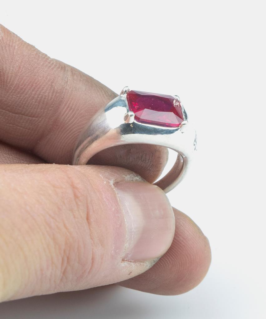 Sheen666 Soft Block Silver Ring Red (Type A)