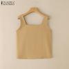 ZANZEA Women Casual Square Collar Summer Sleeveless Vest Tops