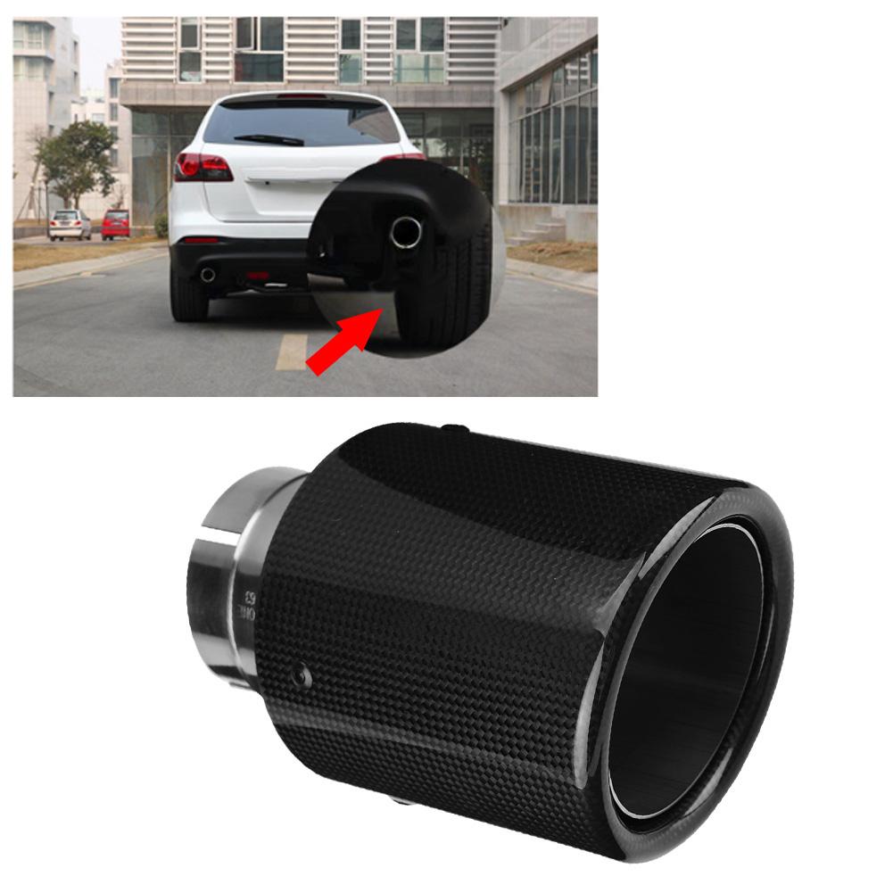 Carbon     Car Modified Single Outlet Exhaust Pipe Muffler Tip Tail Throat 63-101mm