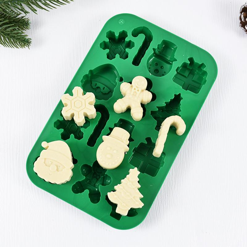 Silikonové formičky na vánoční čokoládu Sněhová vločka Vánoční stromeček Formičky na perníčky na cukroví DIY Nástroj na pečení Novoroční dort Dekor