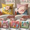 Cartoon LLulu Pig Pink Cushion Cover Pillowcase Short Plush Invisible Zipper Room Sofa Cushion Cover
