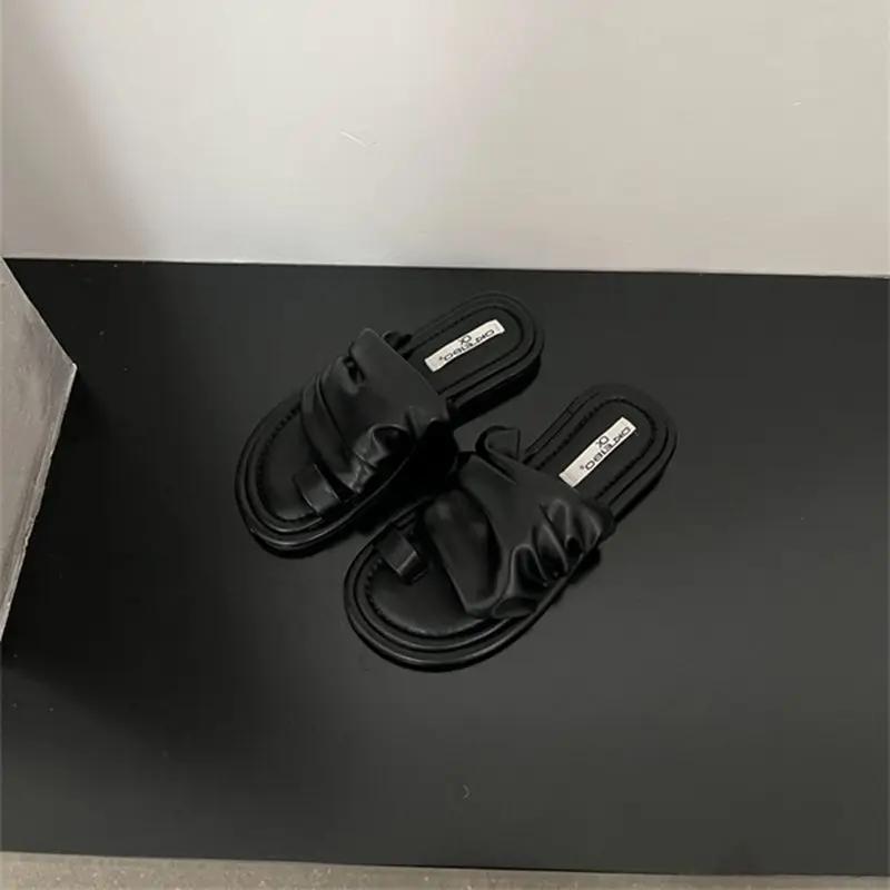 Fashion Off White Shoes Flat On Beach Open Toe Outside Word Women's Slippers and Ladies Sandals Slides Trend Footwear Unique B F I Sale