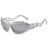SO&EI Ins Popular Fashion Cat Eye Sports Driving Sunglasses Men Vintage Punk Gradient Mirror Goggles Women Hollow Shades UV400