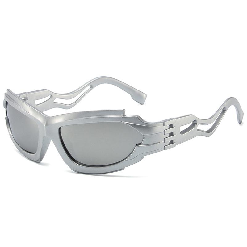 SO&EI Ins Popular Fashion Cat Eye Sports Driving Sunglasses Men Vintage Punk Gradient Mirror Goggles Women Hollow Shades UV400