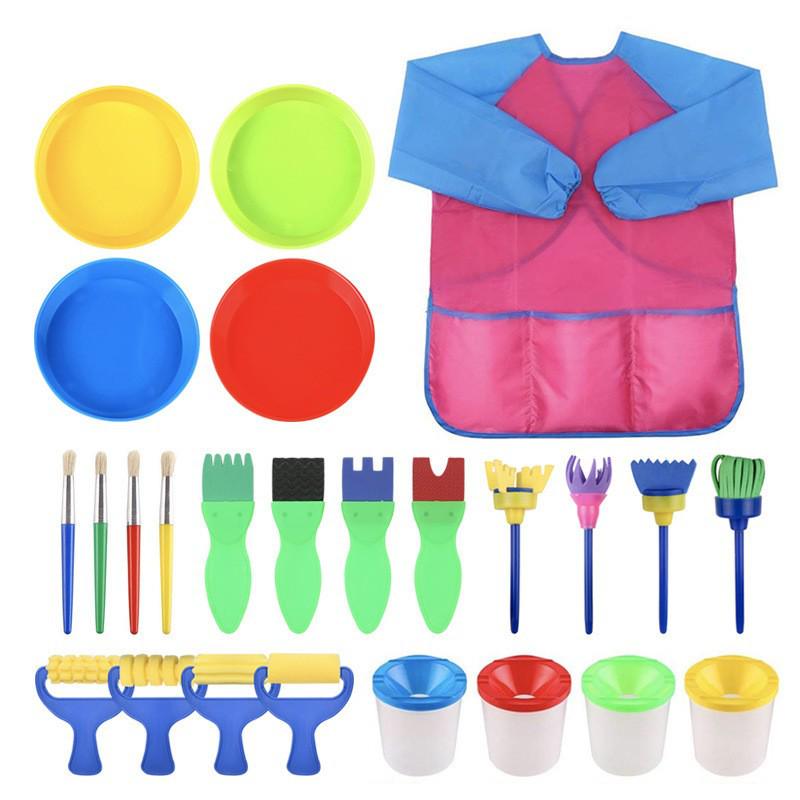 18-Piece Children's Painting Sponge Set: Early Education Doodle & Brush Tools for Kindergarten