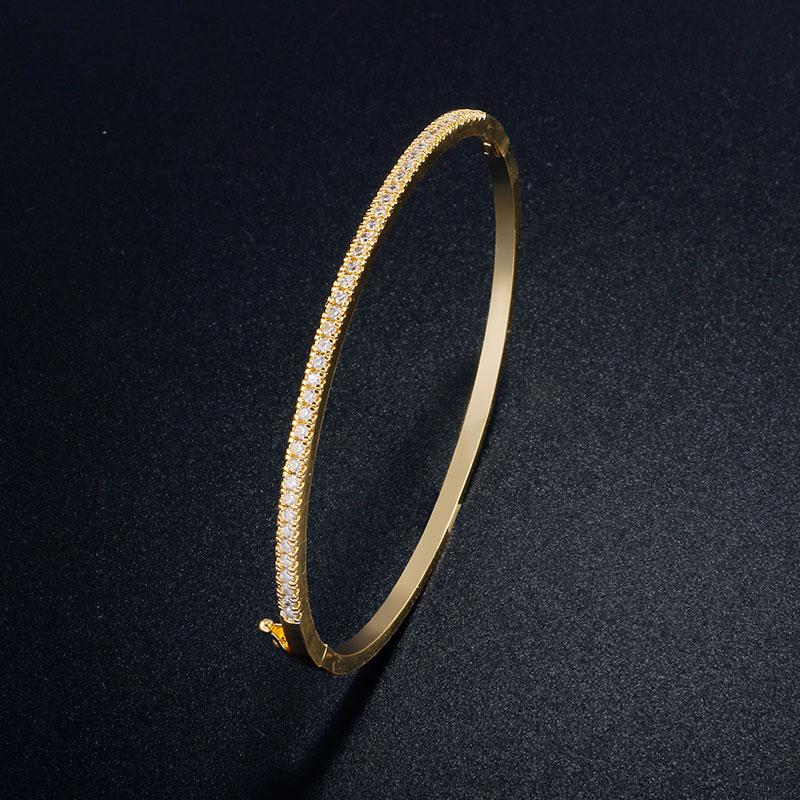 ZAKOL Simple Fashion Micro-inlaid Zirconia Thin Bangle for Women Brand Design Shiny Zircon Bracelets Zircon Gift
