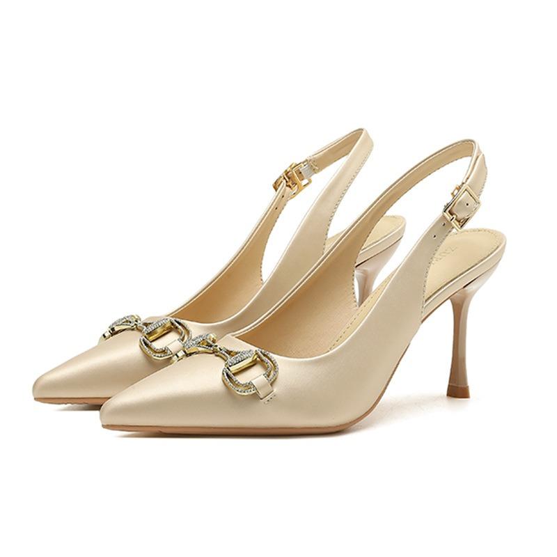 1-1 High-heeled sandals for women's summer new rear empty pointed stiletto high heels for women