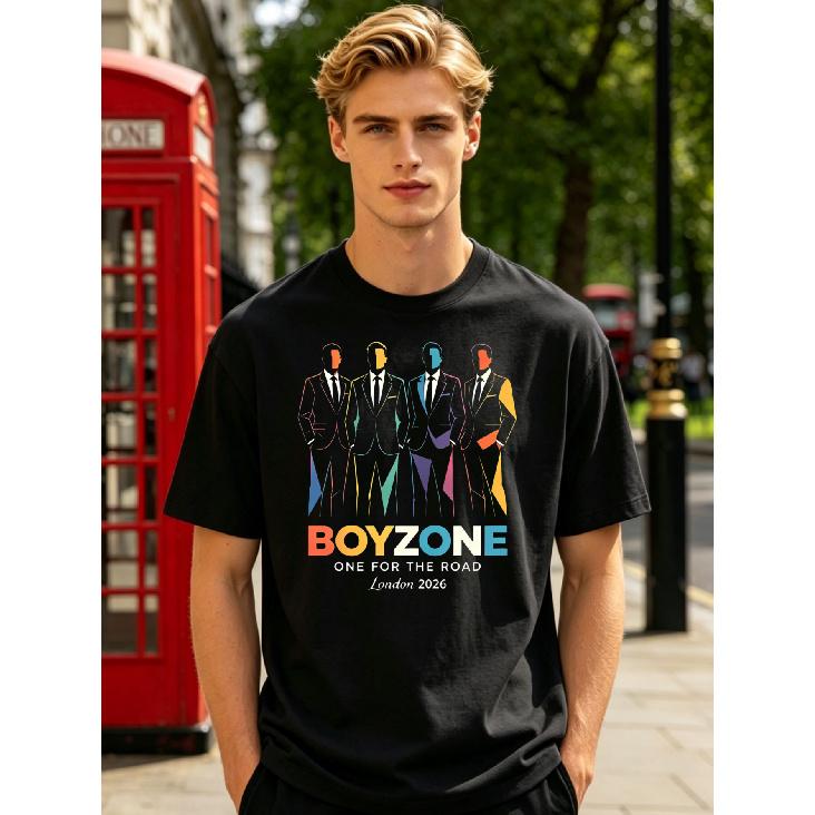 T Shirt B Oyzone One for The Road London 2026 Graphic Tee Official Tour Typography Print Pop Music Fan Casual Daily Wear Casual T-shirt Refined Tee S чёрный
