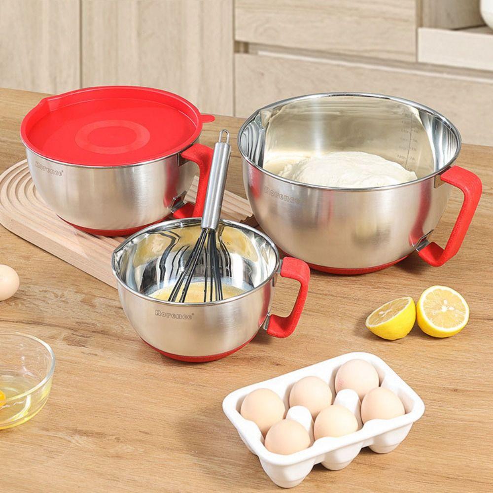 Non-slip Bottom Egg Beater Bowl Scaled Salad Basin Practical Mixing Bowl  Vegetable