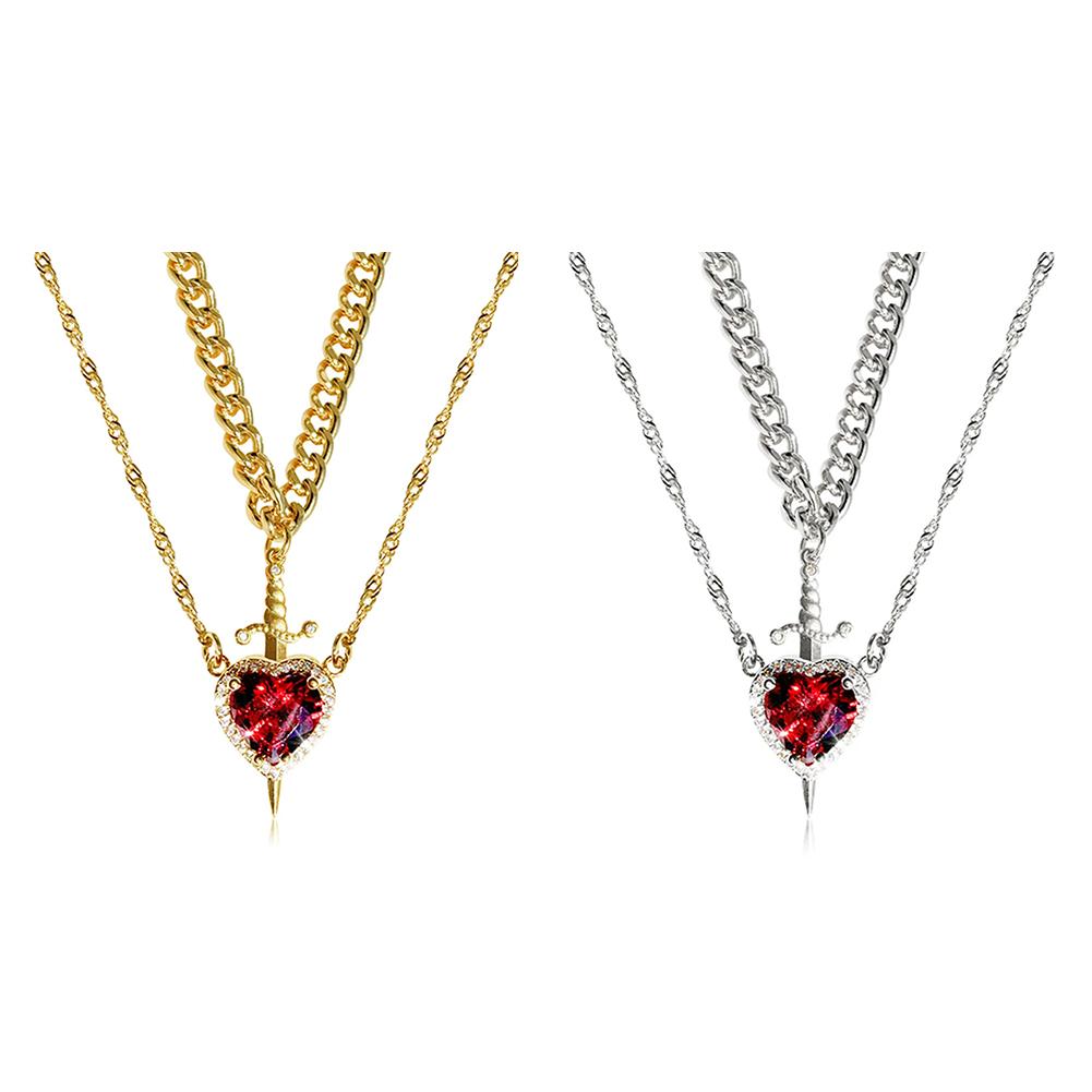 שרשרת זוגית לב וחרב שרשראות רומנטיות שרשרת לב וחרב תכשיט מתנה לזוגות