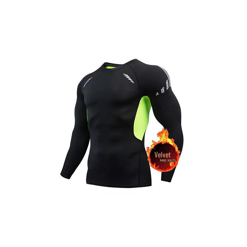 Men s High Collar Basketball Training Thermal Base Layer - Long Sleeve, Tight-fit, Elastic, Plus Velvet Medium
