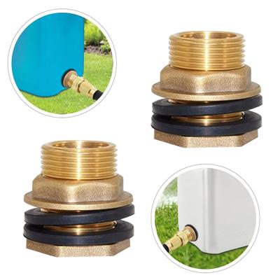 Yousheng Brass Water Tank Connector 1/2" Female NPT 3/4" Male GHT Bucket Connector Bulkhead Fitting with Rubber Rings for Water Tower Rain Barrels