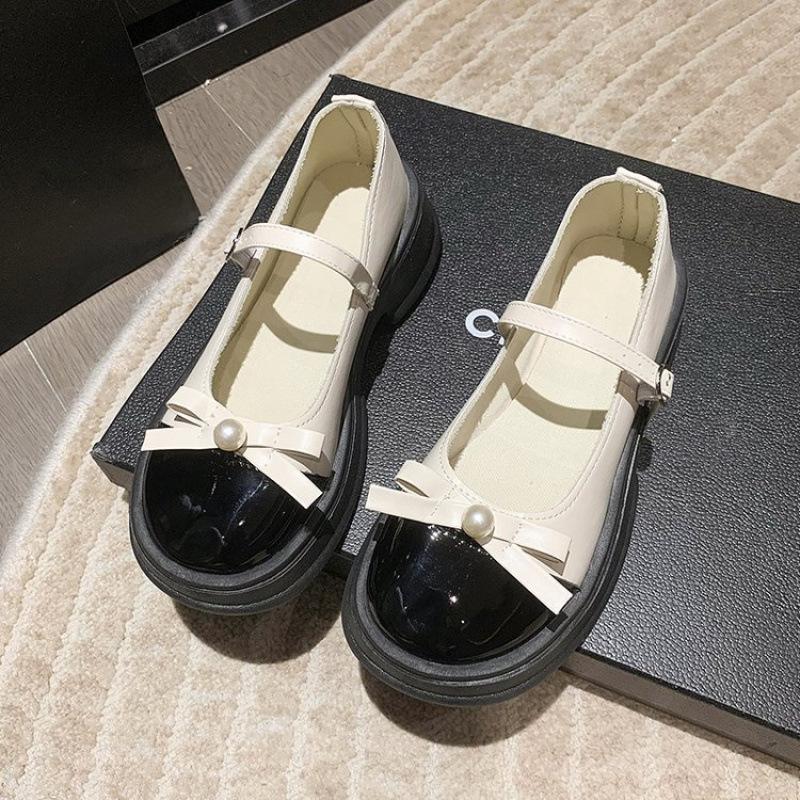 

Французские ретро туфли Мэри Джейн женские 2025 года лето и осень туфли с бантом на платформе маленькие кожаные туфли мягкие повседневные мокасины в стиле сестры 40 бежевый