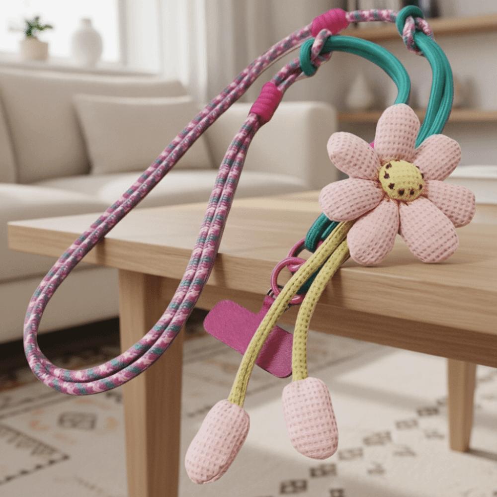 Crossbody Flowers Phone Lanyard Detachable Cell Phone Strap Phone Woven Chain Outdoor Activity