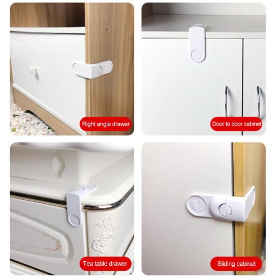 4Pcs Drawer Locks Universal Baby Protection Plastic Children Right Angle Safety Locks for Home