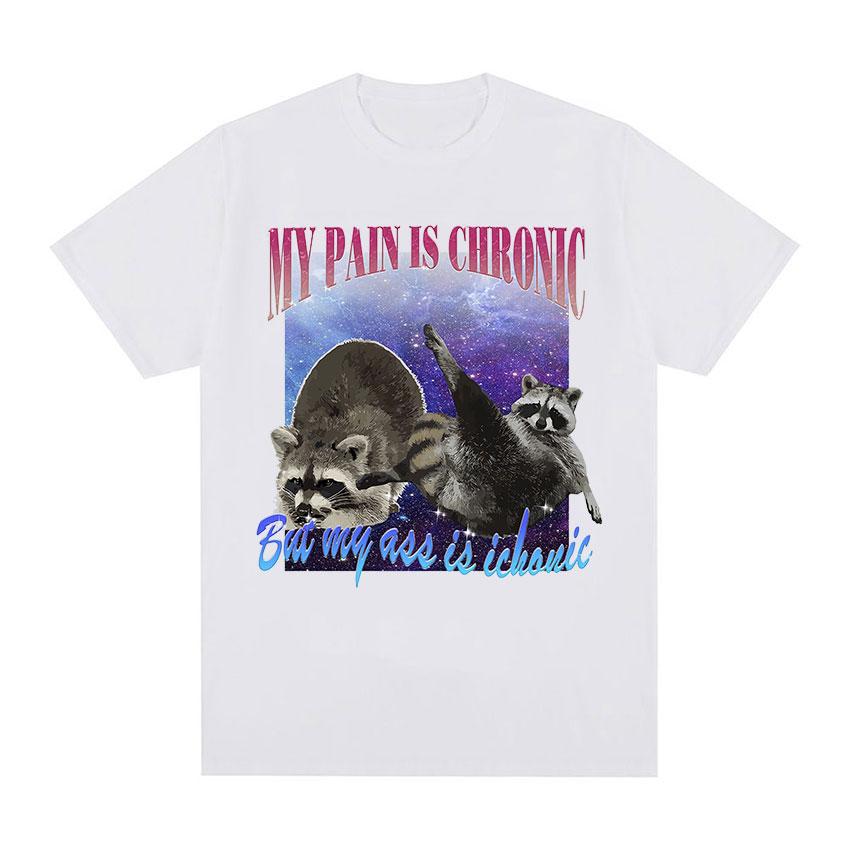 My Pain Is Chronic But My Ass Is Iconic Meme T Shirt Funny Sad Opossum Graphic TShirt Mens Women Fashion Cotton Oversized Tees