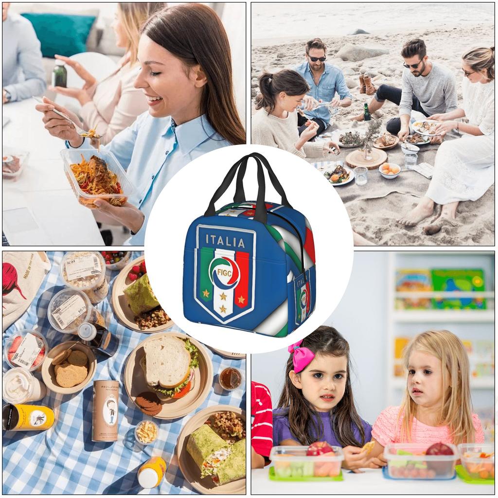 Soccer Italia Figc Insulated Lunch Bag for Camping Travel Italyan Football Lover Waterproof Thermal Cooler Bento Box Women Men