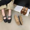 With Skirt French Single Shoes Women's Shoes 2025 New Retro Brown Square Head Mary Jane Shoes Ballet Shoes Flats