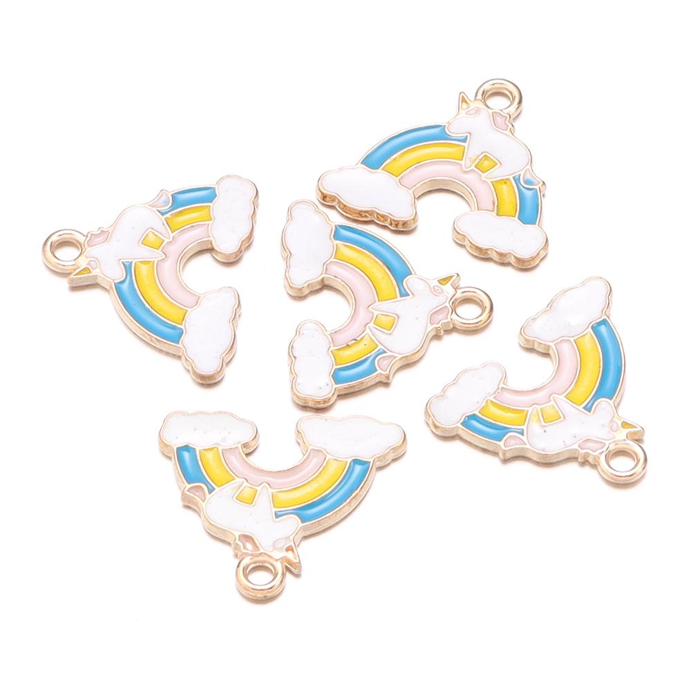 10-40pcs/lot Rainbow Series Alloy Pendants Alloy Letter Enamel Charms For DIY Jewelry Making Accessories Necklace Bracelet