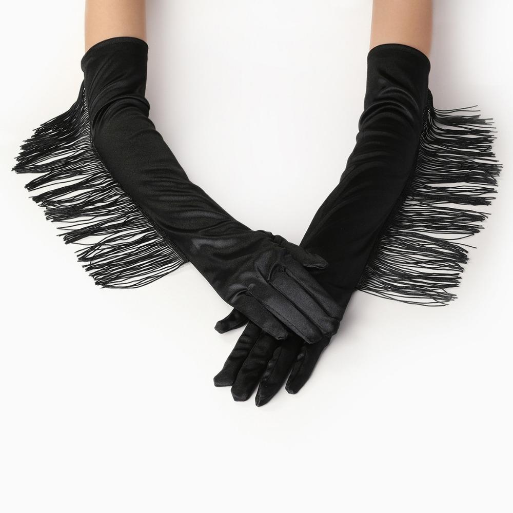 Vintage Long Tassel Gloves Stretch Women Long Gloves New Fringe Fingerless Gloves