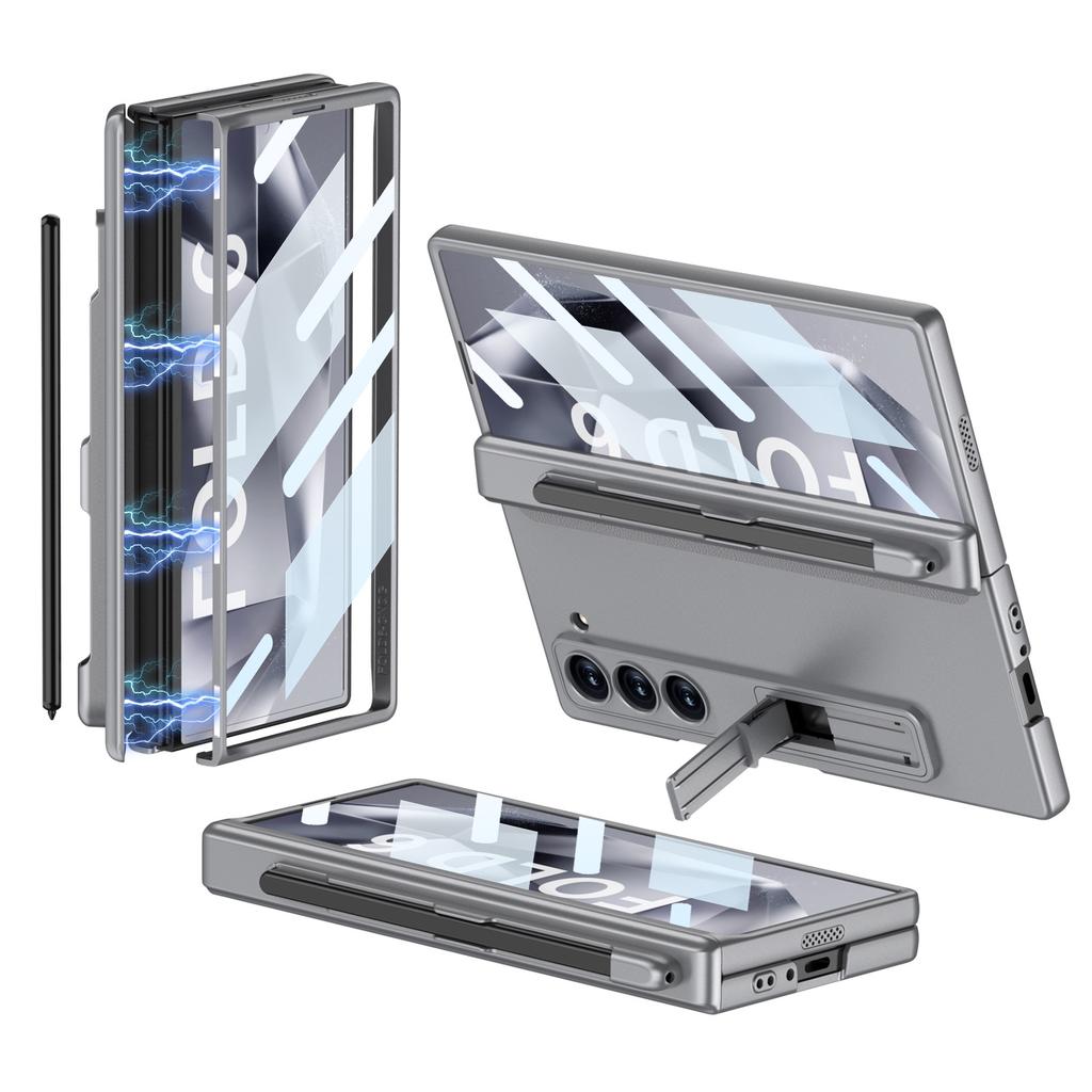 Samsung Z FOLD6 Pen Slot Phone Case FOLD6 Hinge Hard Shell Anti Peeping Glass Film Protective Case FOLD6