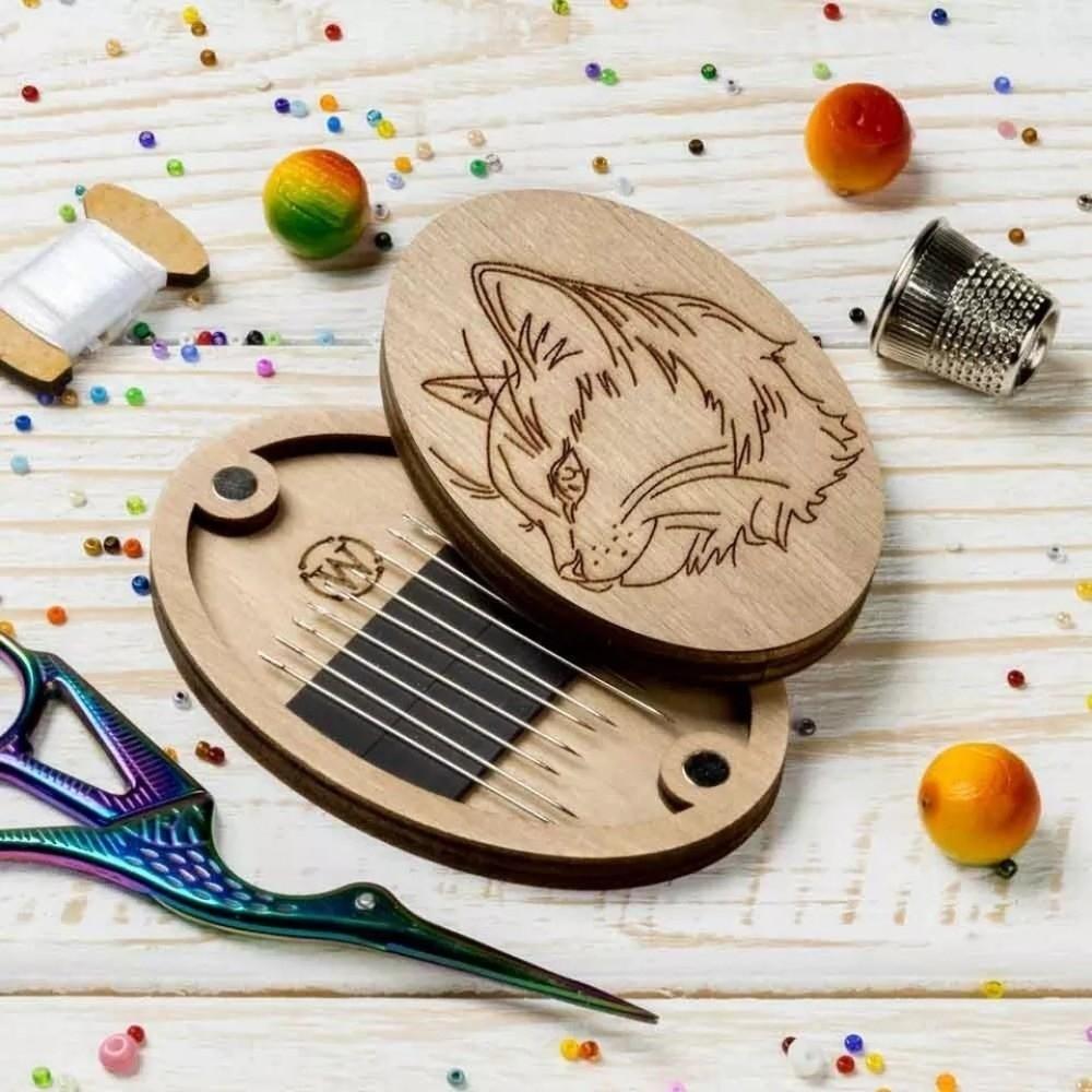Magnetic Feature Wooden Magnetic Needle Box Magnetic Needle Holder  Home Organization