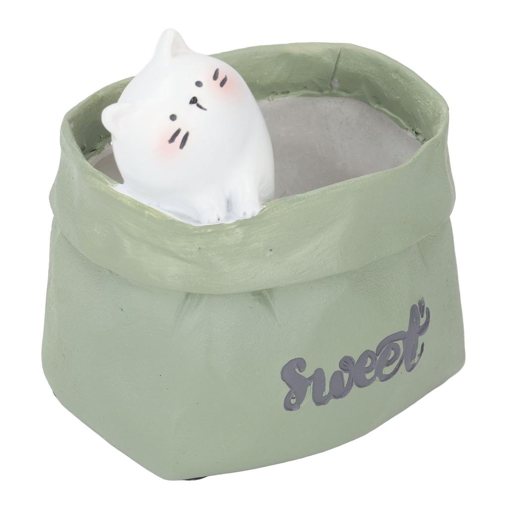 Pen Pencil Holder Desktop Ornament Resin Cute Animal In Grocery Bag Small Succulent Planter for