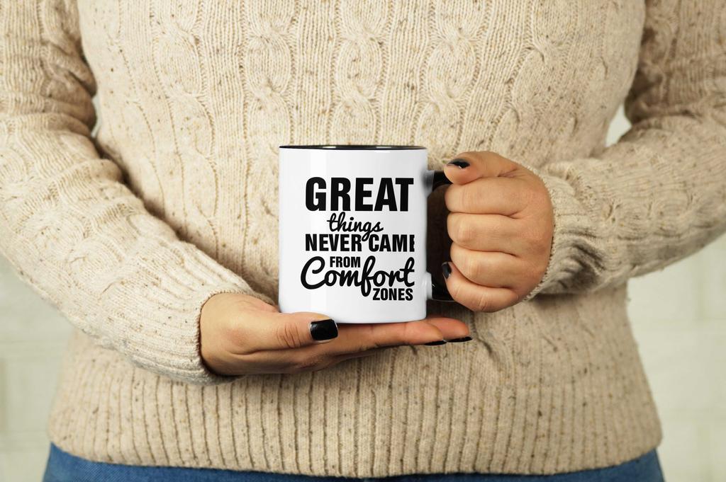 Inkdotpot Great Things Never Came From Comfort Zones 11Oz Ceramic Coffee Mug Inspirational Quotes Gift For Employee Boss Coworkers