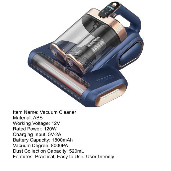 Handheld Vacuum Cleaner Deep Cleaning UV Vacuum Strong Suction Low Noise Rechargeable Wireless Mite Remover Vacuum