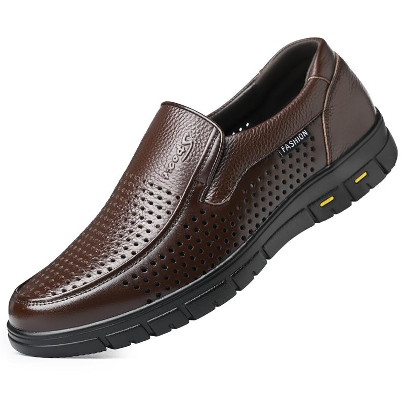 

Модные летние перфорированные кожаные дышащие повседневные туфли мужские лоферы качественные мокасины для взрослых мужские туфли для вождения с перфорацией деловые туфли 46 коричневый