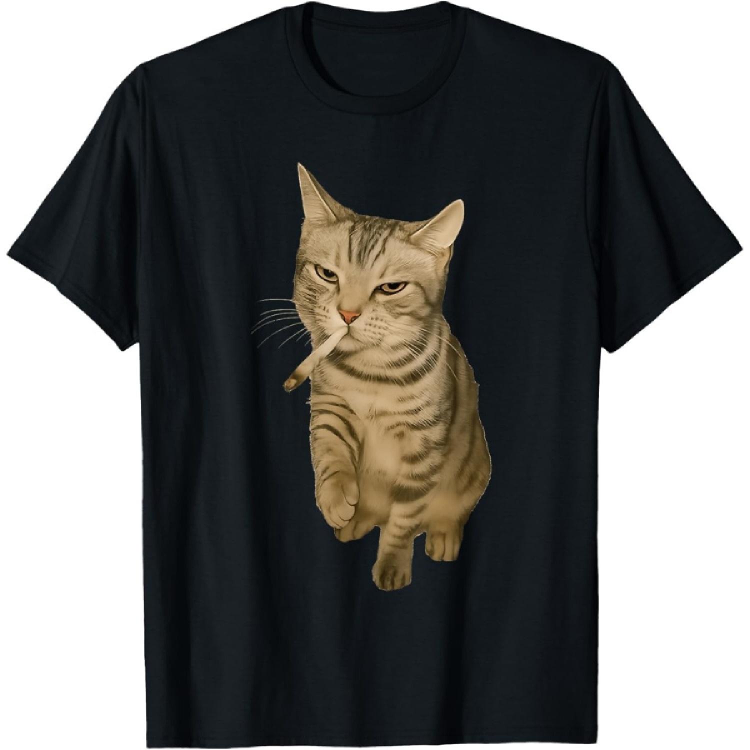 Wyxexx Сигаретный Котенка Смешной Курящий Кот Мем Глупый Мозговая Гниль Футболка S разноцветный