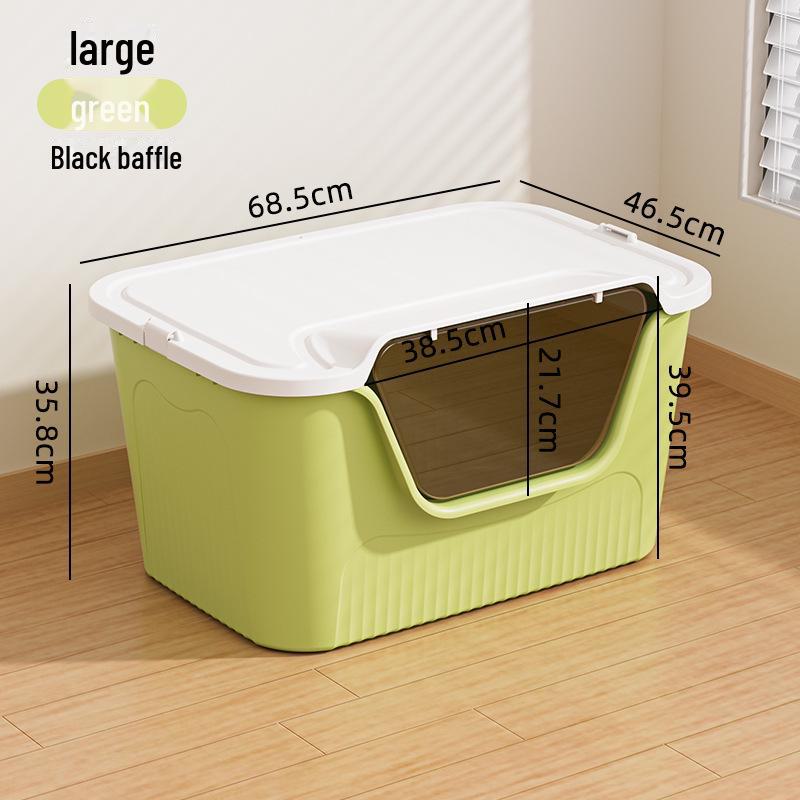 Extra Große Spritzgeschützte Halbgeschlossene Katzentoilette mit Schaufel