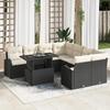 9-Piece Garden Sofa Set with Cushions In Black Poly Rattan 3357350