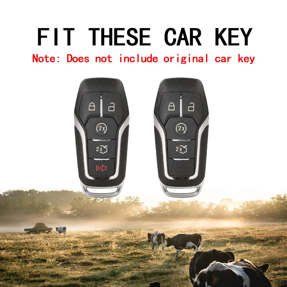 4 5 Buttons Leather Car Key Fob Case Cover Holder for Ford Fusion Explorer Mustang Edge F-150 Mondeo for Lincoln MKZ MKC MKX