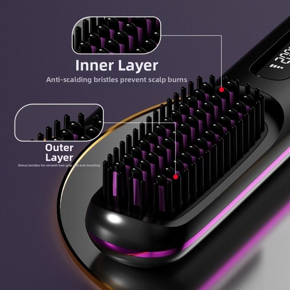 3 Temperature Settings Heating Comb Anti-Scald Protection USB Charging Hair Brush  Personal Care
