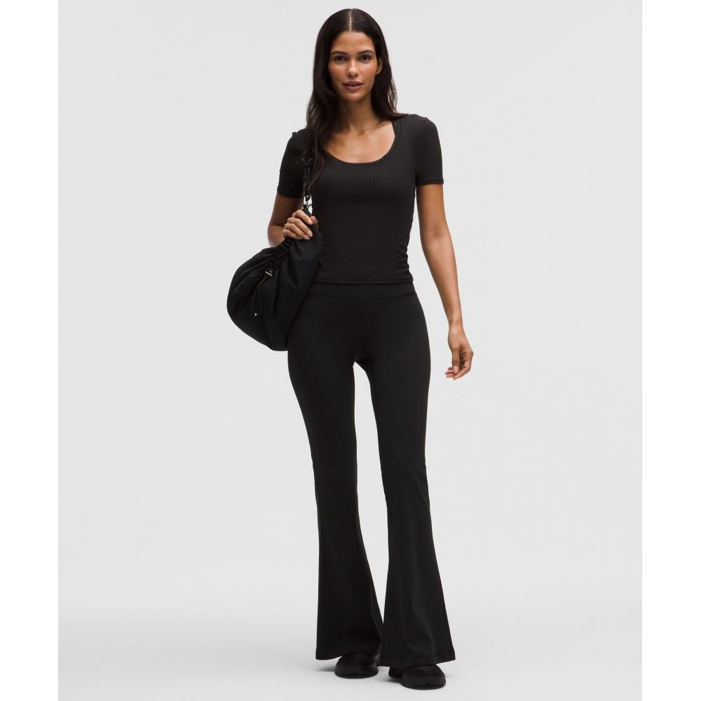 Lululemon Wundermost Ultra Soft Ribbed Nulu Scoop Neck Shirt Black