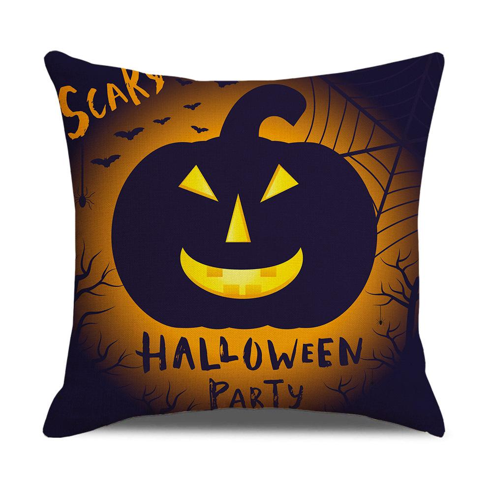 Cartoon Printed Pumpkin Head Halloween Pillowcase Cushion Home Sofa Cover Combination