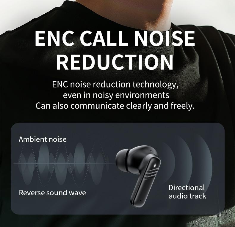 ANC Geräuschunterdrückung Drahtlose Smart-Ohrhörer Touchscreen-Headset Große Kapazität HiFi Stereo-Musik Mit Mikrofon Kopfhörer Geringe Latenz