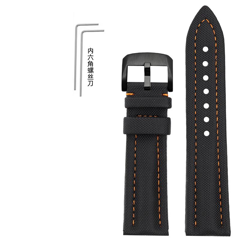 For BLANCPAIN Co branded Fifty Fathoms Five Oceans Nylon silicone bottom Watch Strap Black Men's Canvas Bracelet 22MM Watchband
