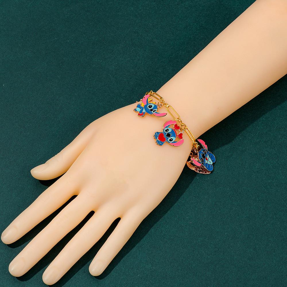 Stitch Cartoon Charm Bracelet For Girls With Zinc Alloy Finish Perfect For Friendship Gift