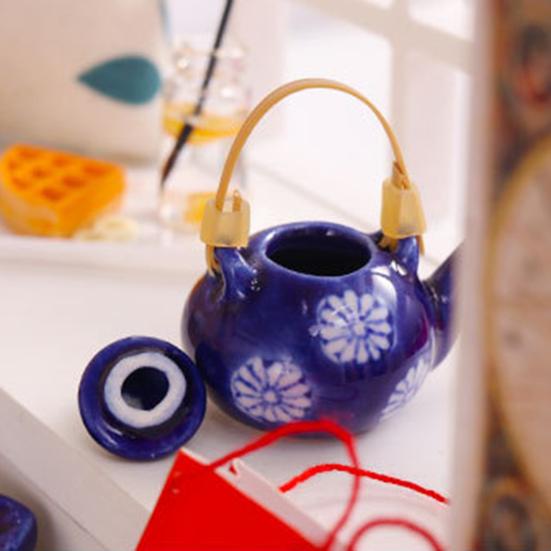 1 Set 1:12 Mini Teapot Cup Realistic Decorative Ceramics Japanese Style Porcelain Tea Kit Dollhouse Accessories for Living Room