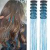 12 Pieces Laser Gold Hair Extensions 50cm , Metallic Rainbow Clip-in Hair Wefts, Shiny Synthetic Hair Strands for Party Festival