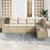 Garden Sofa Set with Storage 5 Pcs Beige and Cream Poly Rattan