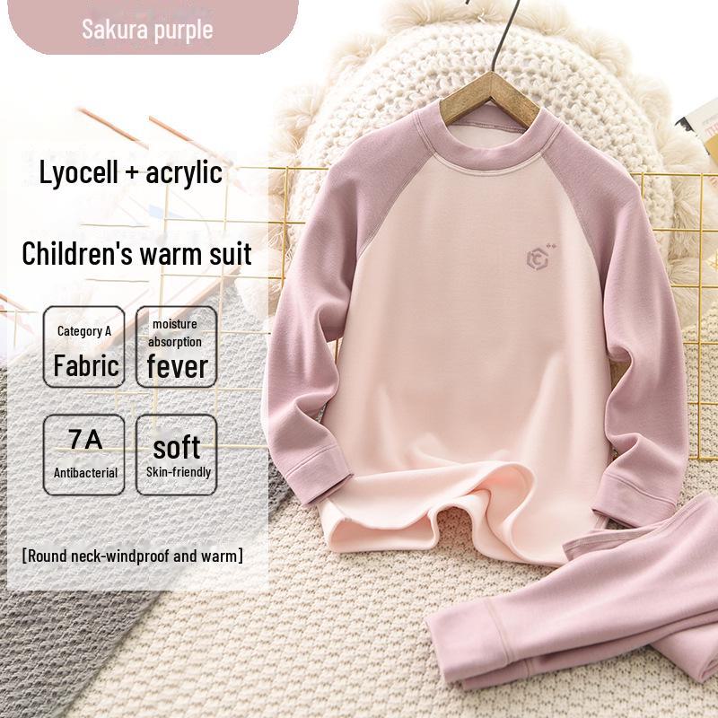 Children's Thermal Antibacterial Set: Autumn/Winter Thickened and Breathable Boy & Girl Top and Bottom with German Velvet