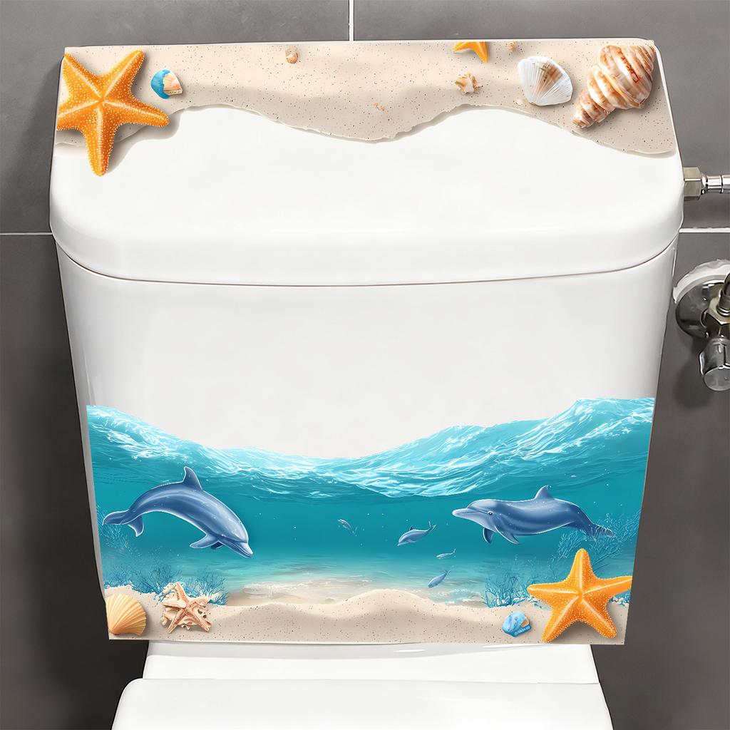 Beach Ocean Removable Flip Toilet Waterproof Sticker