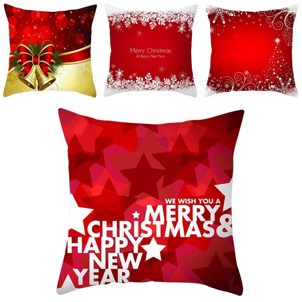 Elegant Christmas Red Cushion Cover Super Soft Pillowcase For Stylish Sofa Decor