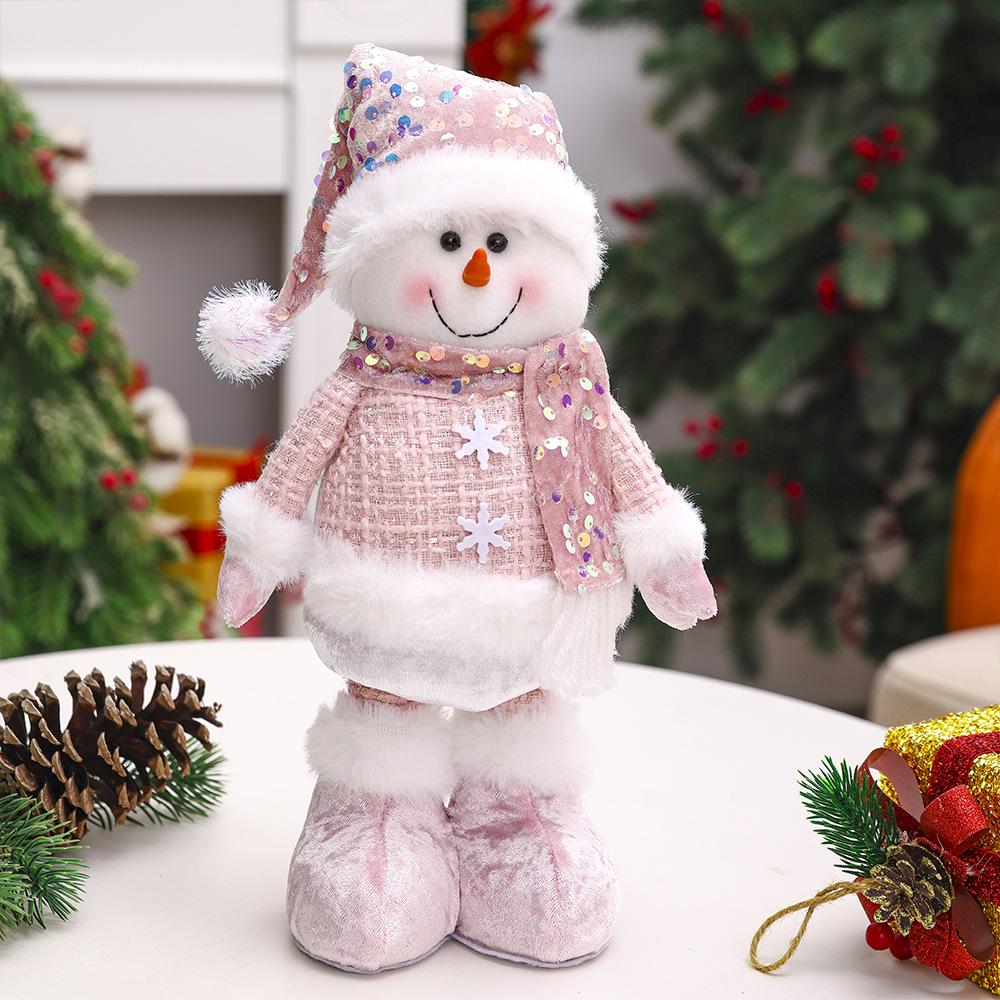 Santa Claus Snowman Elk Pink Sequin Telescopic Doll Merry Christmas Decorations Window Props Matching Supplies Ornaments